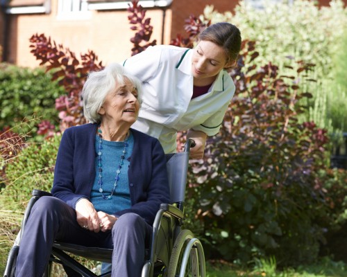 old lady in wheel chair with nurse problem of aging for budgeting Your Budget Plan